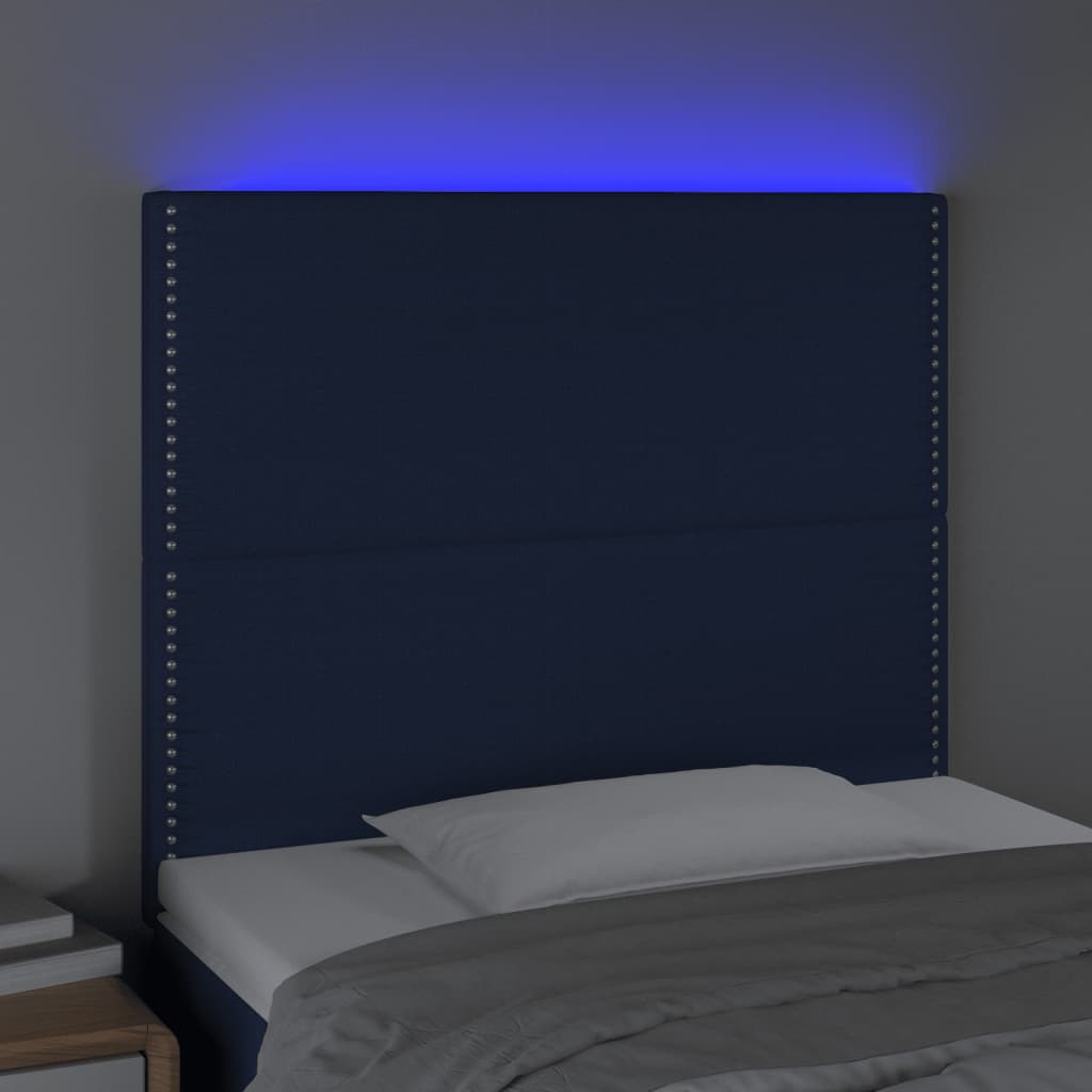 Testiera a LED Blu 90x5x118/128 cm in Tessuto - homemem39