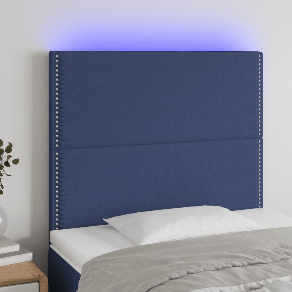 Testiera a LED Blu 90x5x118/128 cm in Tessuto - homemem39