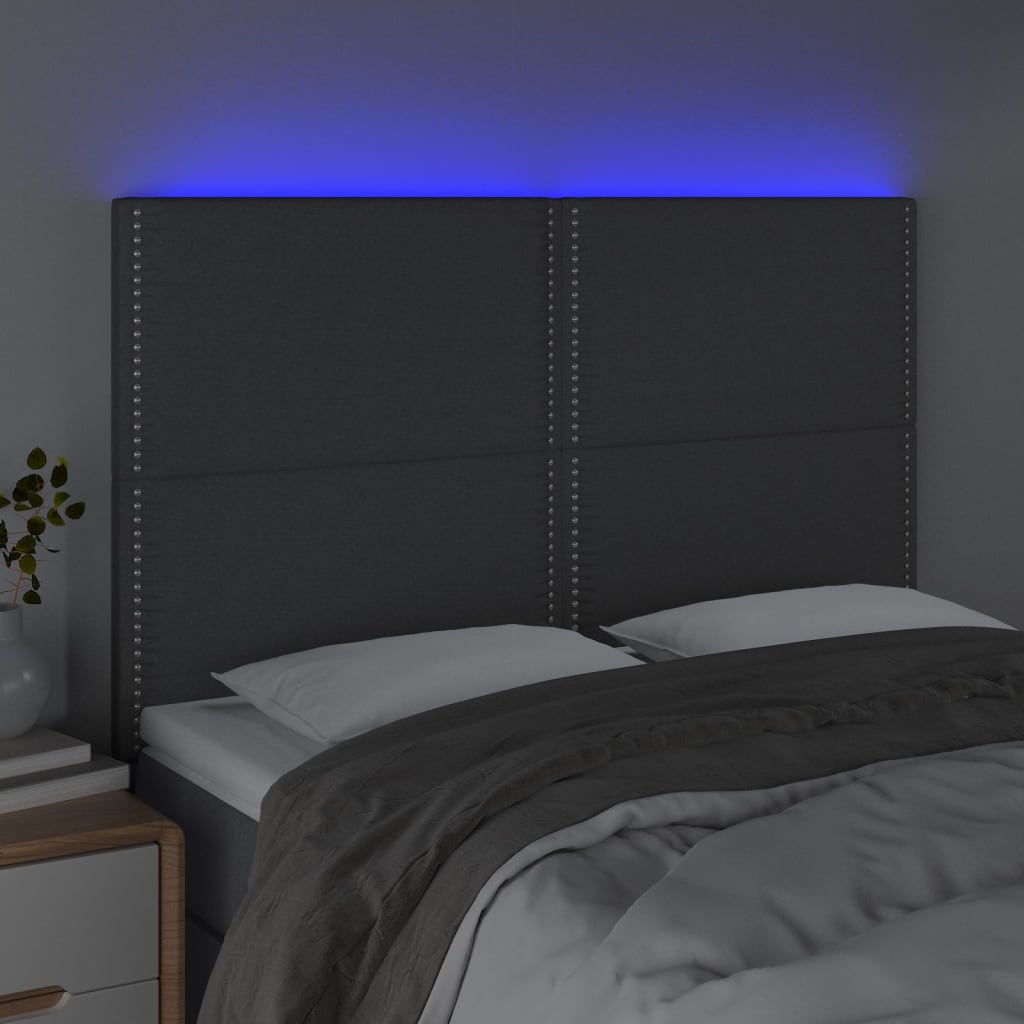 Testiera a LED GrigioScuro 144x5x118/128cm inTessuto - homemem39