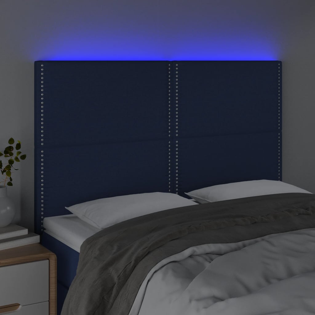 Testiera a LED Blu 144x5x118/128 cm in Tessuto - homemem39