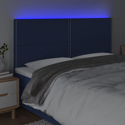 Testiera a LED Blu 160x5x118/128 cm in Tessuto - homemem39