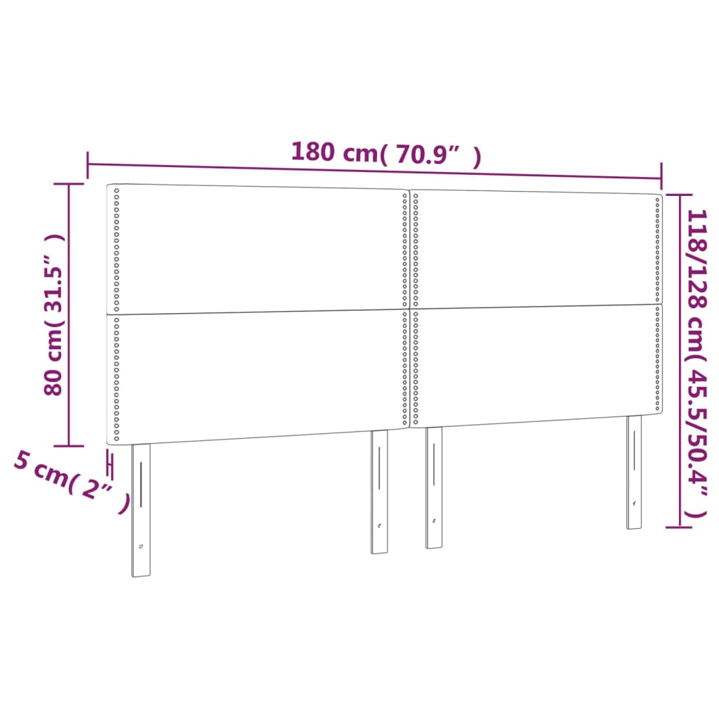 Testiera a LED GrigioScuro 180x5x118/128cm inTessuto - homemem39