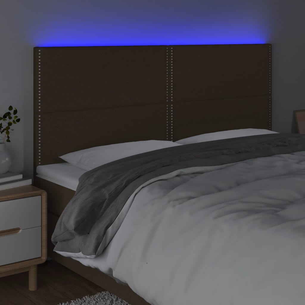 Testiera a LED Marrone Scuro 180x5x118/128 cm in Tessuto - homemem39