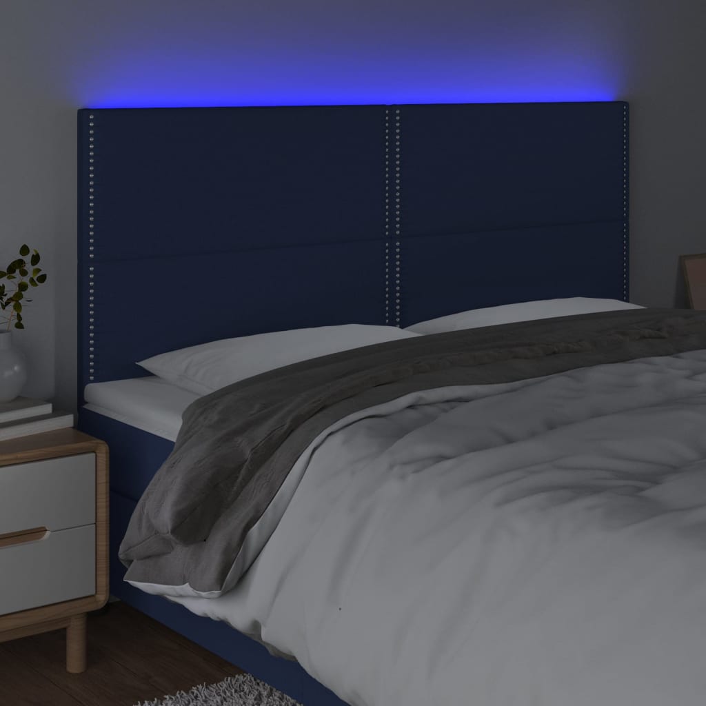 Testiera a LED blu 200x5x118/128cm in Tessuto - homemem39