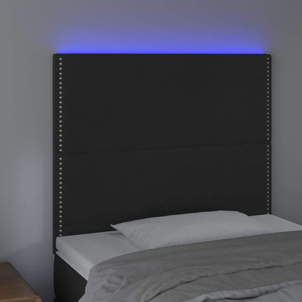 Testiera a LED Nera 80x5x118/128 cm in Velluto - homemem39