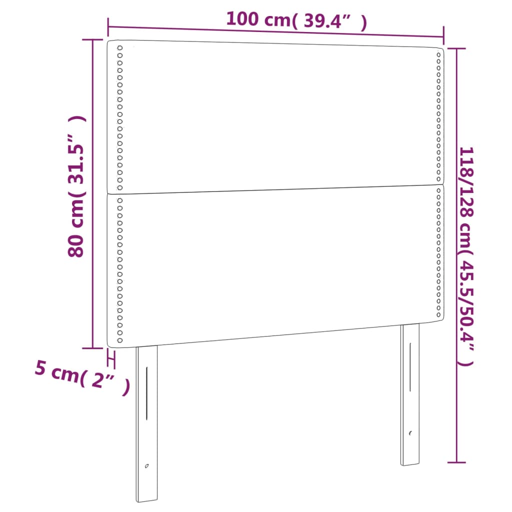 Testiera a LED Nera 100x5x118/128 cm in Velluto - homemem39