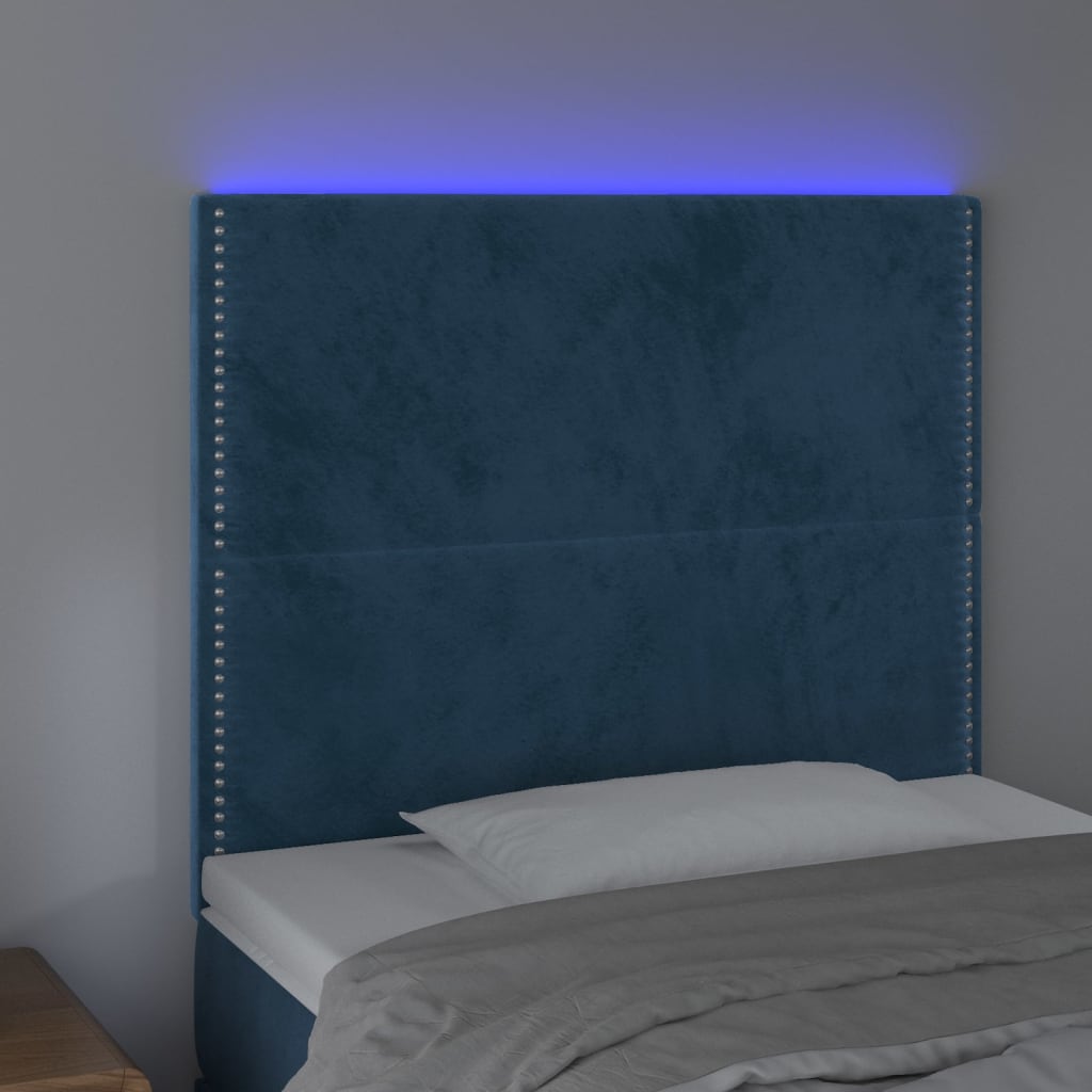 Testiera a LED Blu Scuro 100x5x118/128 cm in Velluto - homemem39