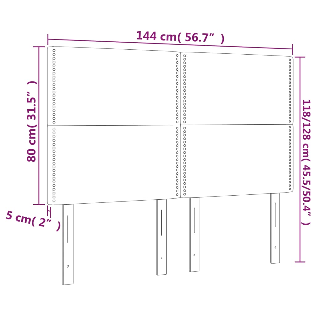 Testiera a LED Grigio Chiaro 144x5x118/128 cm in Velluto - homemem39