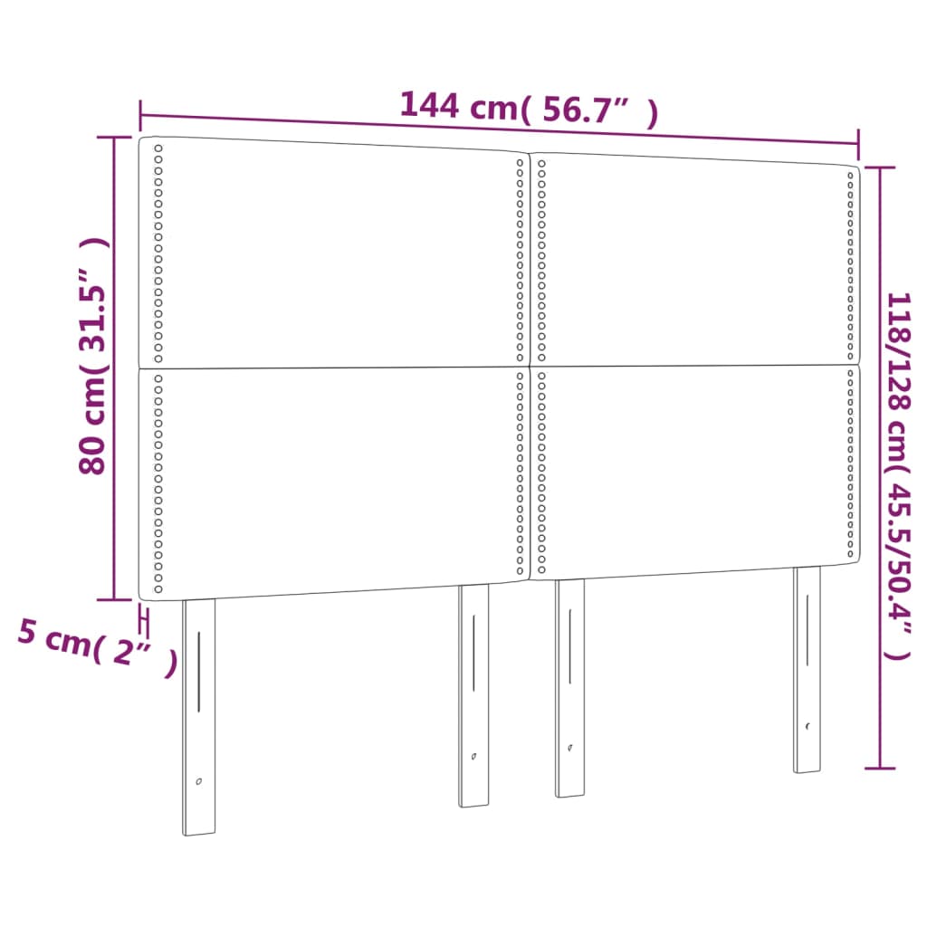 Testiera a LED Grigio Scuro 144x5x118/128cm in Velluto - homemem39