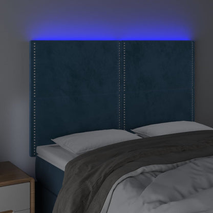 Testiera a LED Blu Scuro 144x5x118/128 cm in Velluto - homemem39