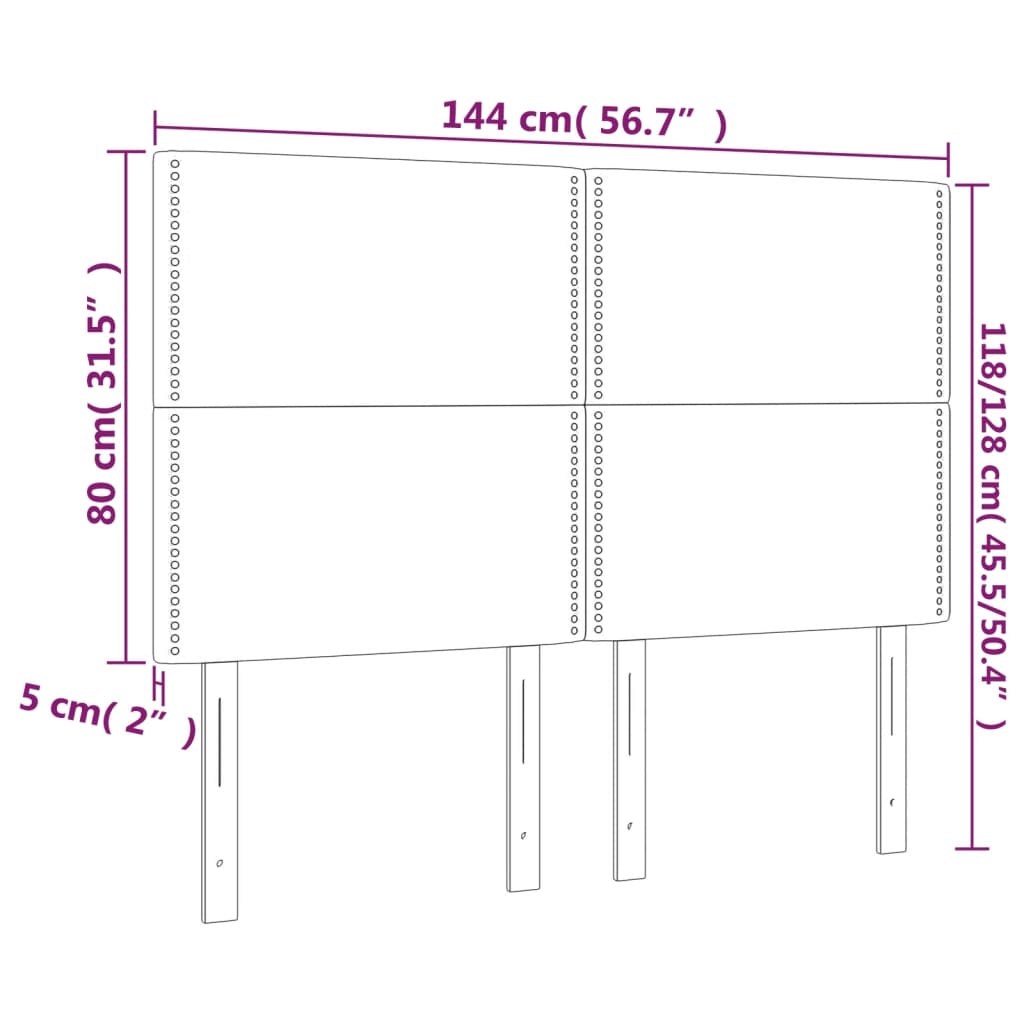 Testiera a LED Blu Scuro 144x5x118/128 cm in Velluto - homemem39