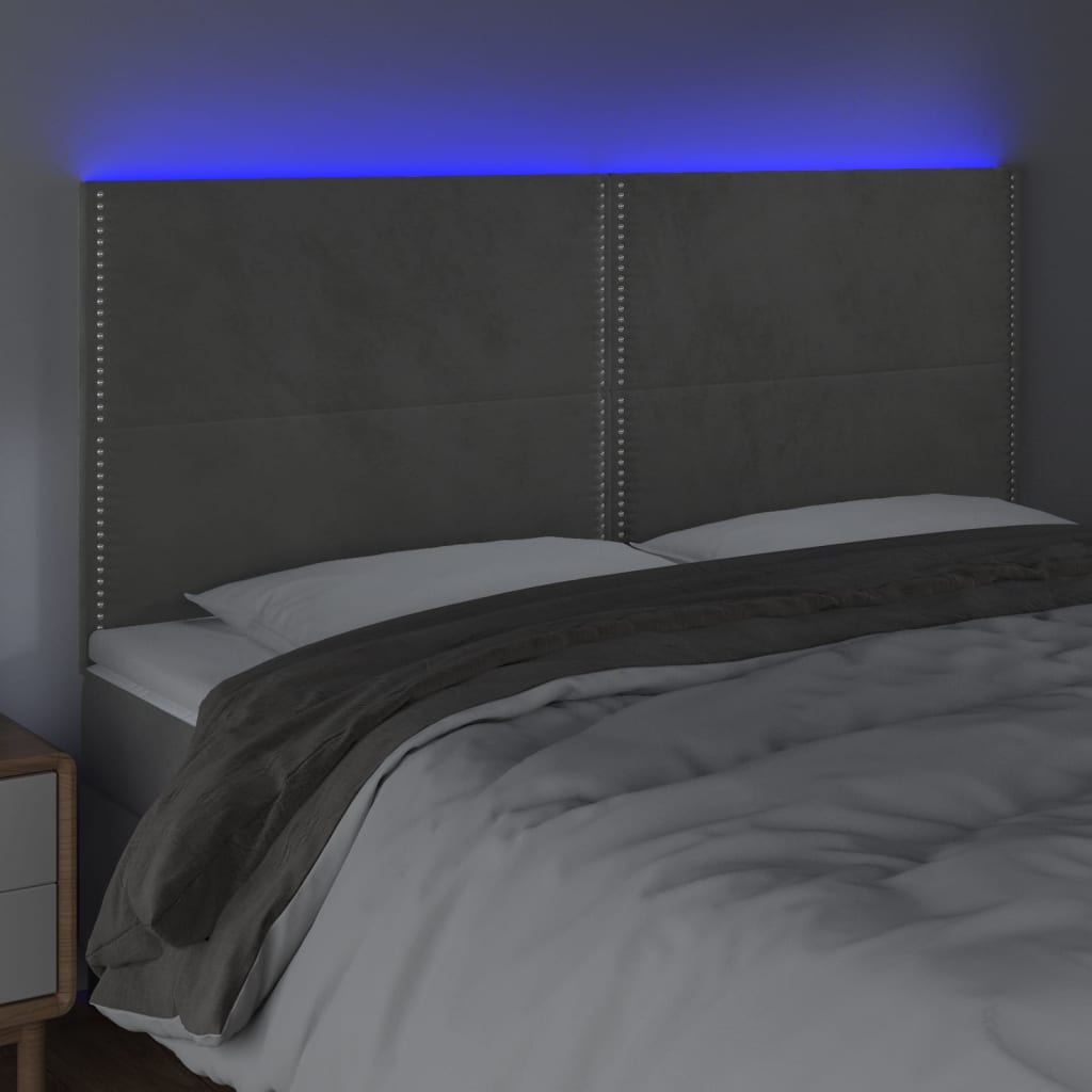 Testiera a LED Grigio Chiaro 160x5x118/128 cm in Velluto - homemem39