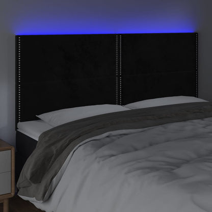 Testiera a LED Nera 160x5x118/128 cm in Velluto - homemem39