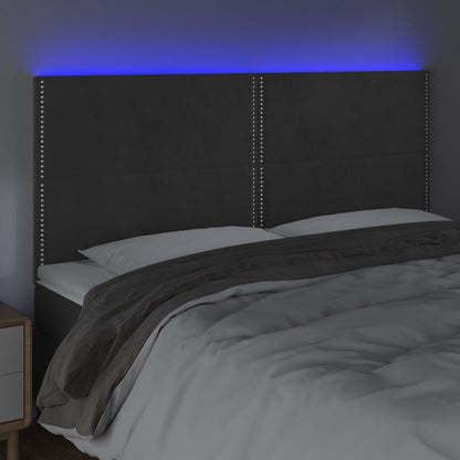 Testiera a LED GrigioScuro 180x5x118/128cm in Velluto - homemem39