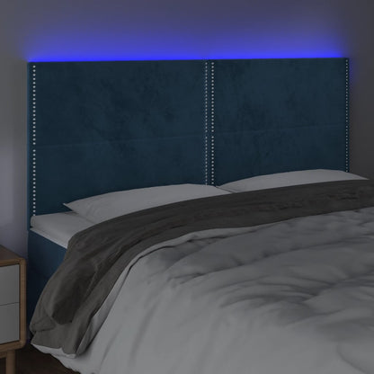 Testiera a LED Blu Scuro 200x5x118/128 cm in Velluto - homemem39