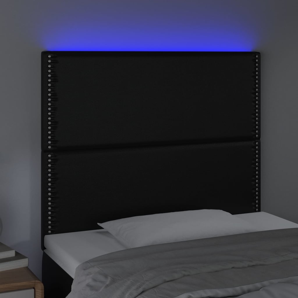 Testiera a LED Nera 80x5x118/128 cm in Similpelle - homemem39