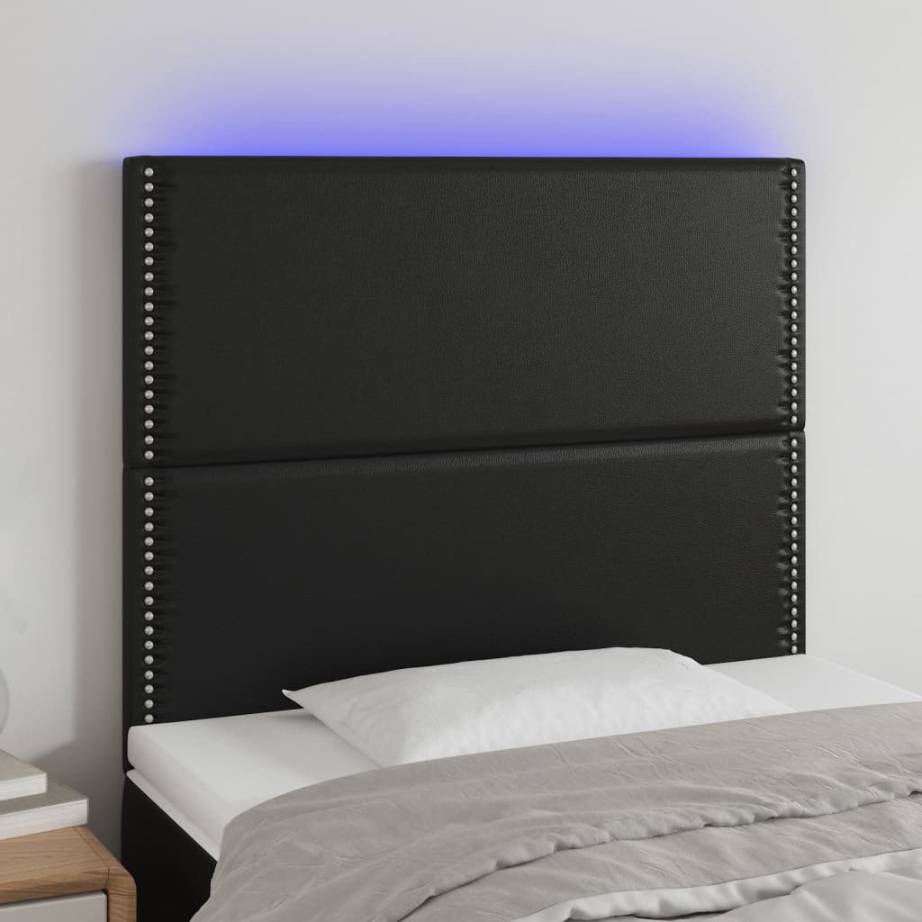 Testiera a LED Nera 80x5x118/128 cm in Similpelle - homemem39