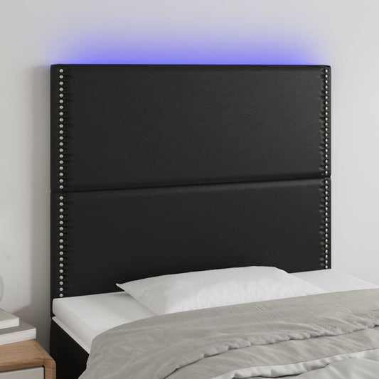 Testiera a LED nero 90x5x118/128 cm in Similpelle - homemem39