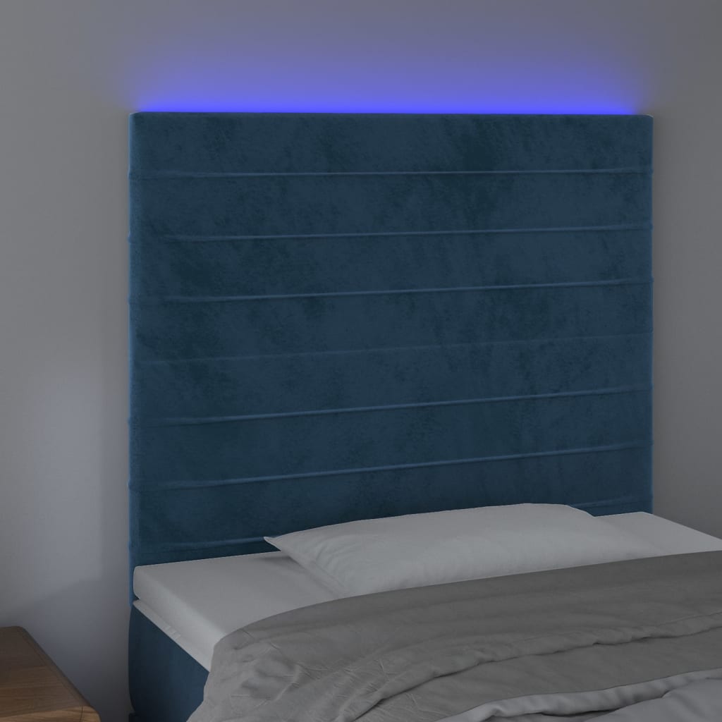 Testiera a LED Blu Scuro 100x5x118/128 cm in Velluto - homemem39