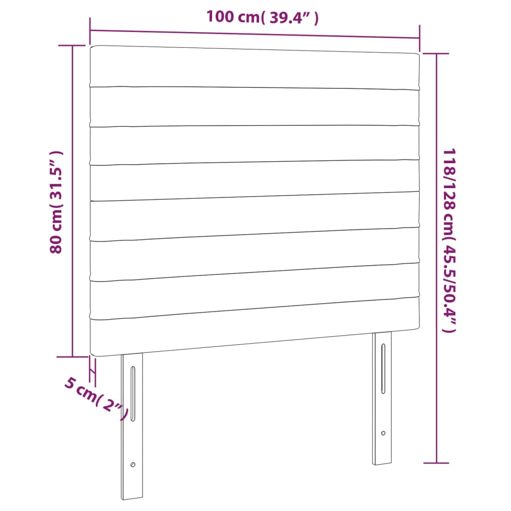 Testiera a LED Blu Scuro 100x5x118/128 cm in Velluto - homemem39