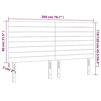 Testiera a LED Nera 200x5x118/128cm in Velluto - homemem39