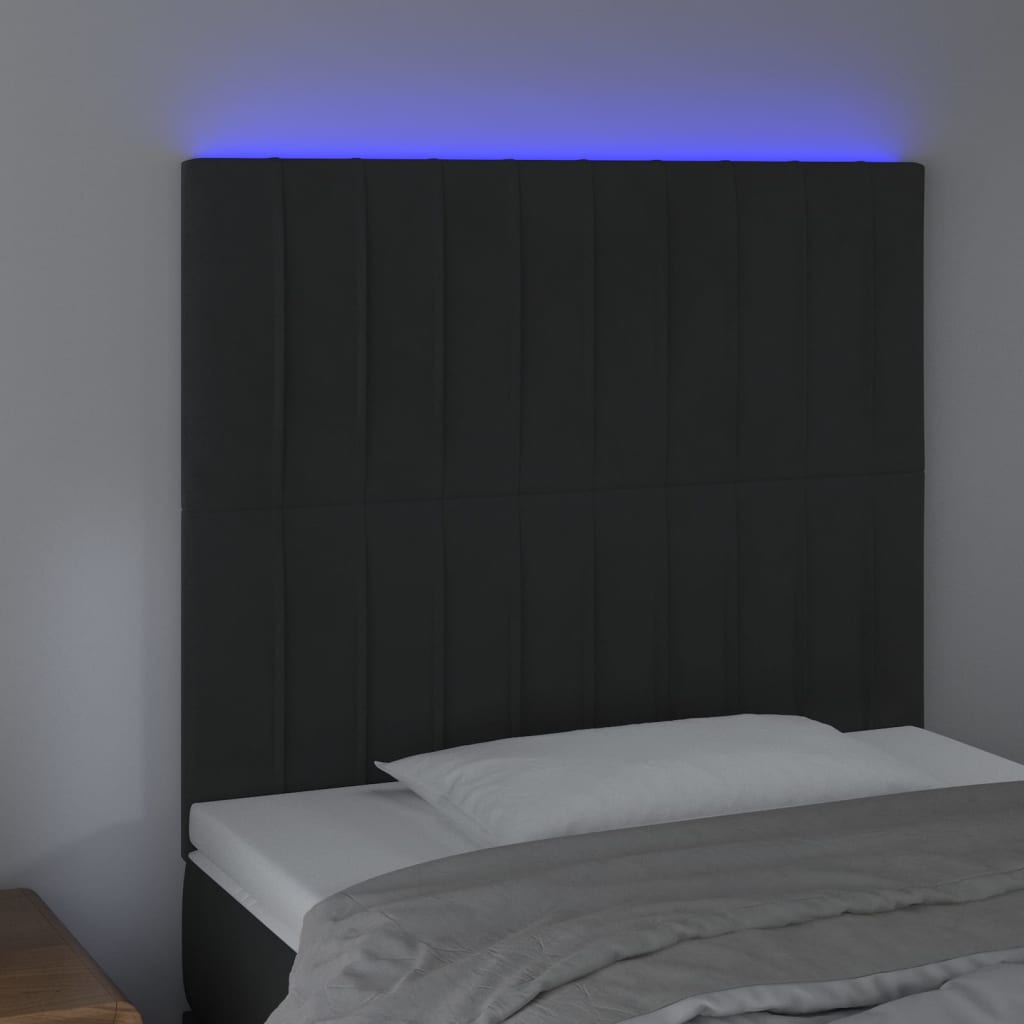 Testiera a LED Nera 100x5x118/128 cm in Velluto - homemem39