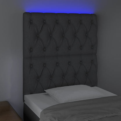 Testiera a LED Grigio Scuro 80x7x118/128 cm in Tessuto - homemem39