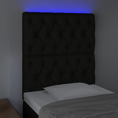 Testiera a LED nero 80x7x118/128cm in Tessuto - homemem39