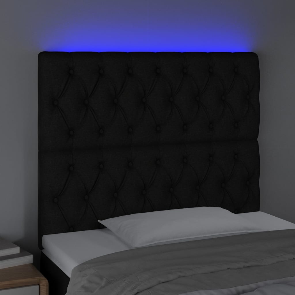 Testiera a LED nero 90x7x118/128cm in Tessuto - homemem39