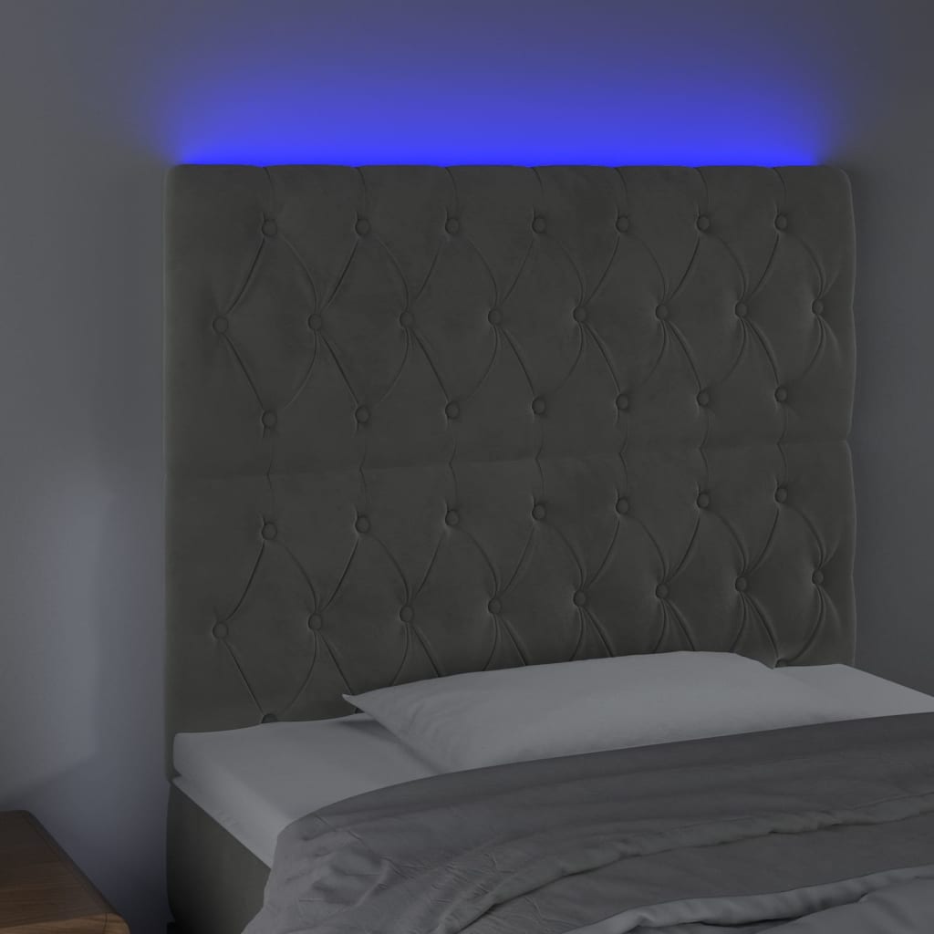 Testiera a LED Grigio Chiaro 100x7x118/128 cm in Velluto - homemem39