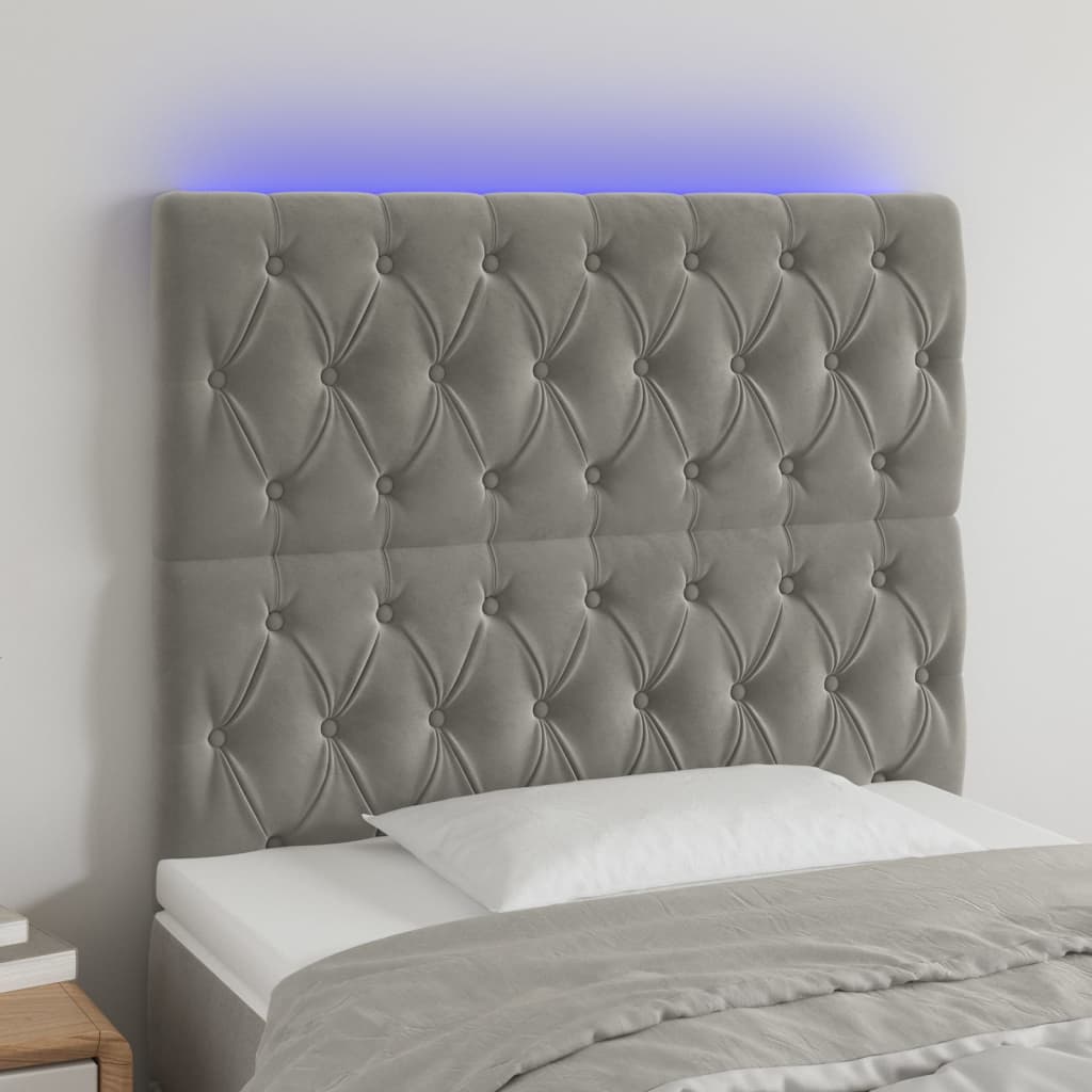 Testiera a LED Grigio Chiaro 100x7x118/128 cm in Velluto - homemem39