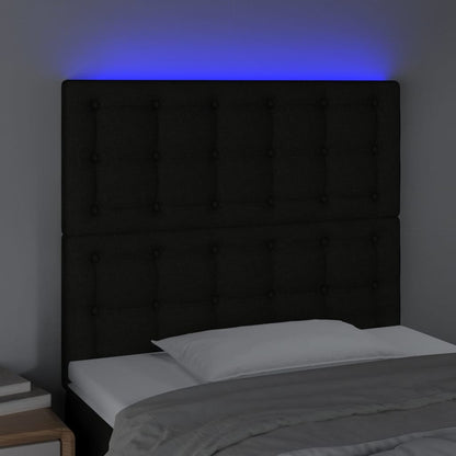 Testiera a LED Nera 100x5x118/128 cm in Tessuto - homemem39