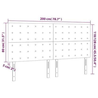 Testiera a LED Grigio Chiaro 200x5x118/128 cm in Velluto - homemem39