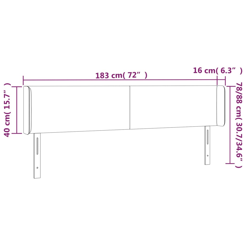 Testiera a LED Nera 183x16x78/88 cm in Similpelle - homemem39