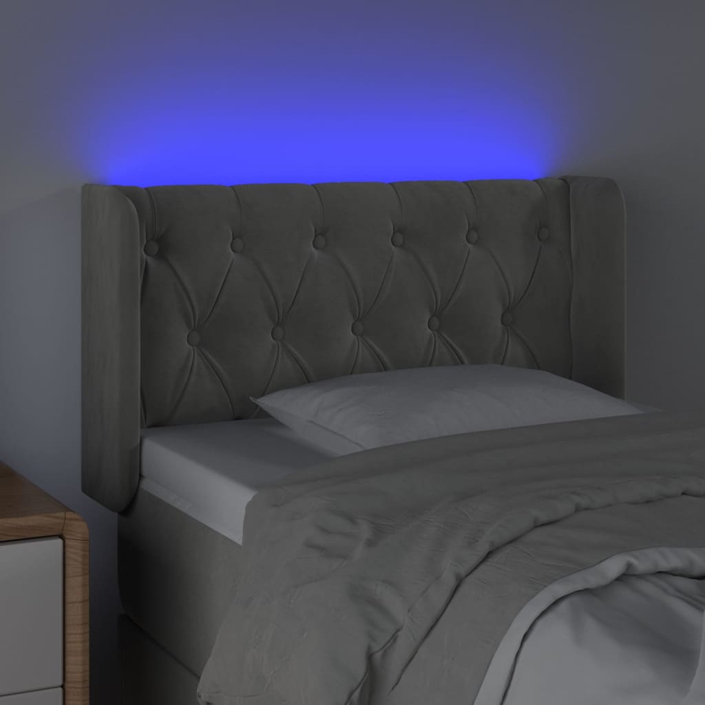 Testiera a LED Grigio Chiaro 83x16x78/88 cm in Velluto - homemem39