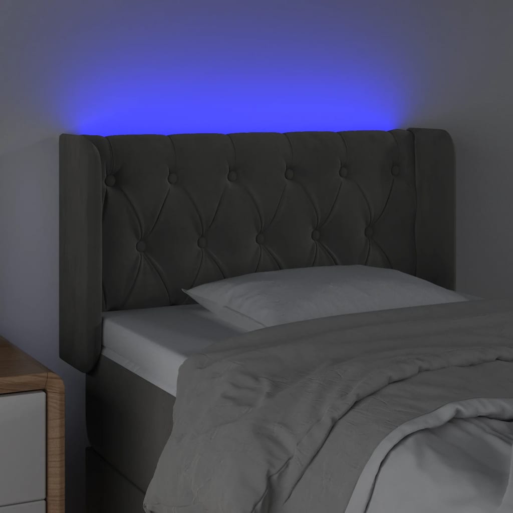 Testiera a LED Grigio Scuro 83x16x78/88 cm in Velluto - homemem39