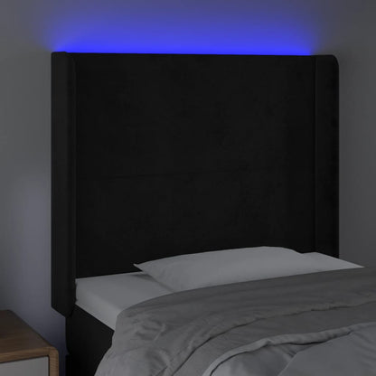 Testiera a LED Nera 103x16x118/128 cm in Velluto - homemem39