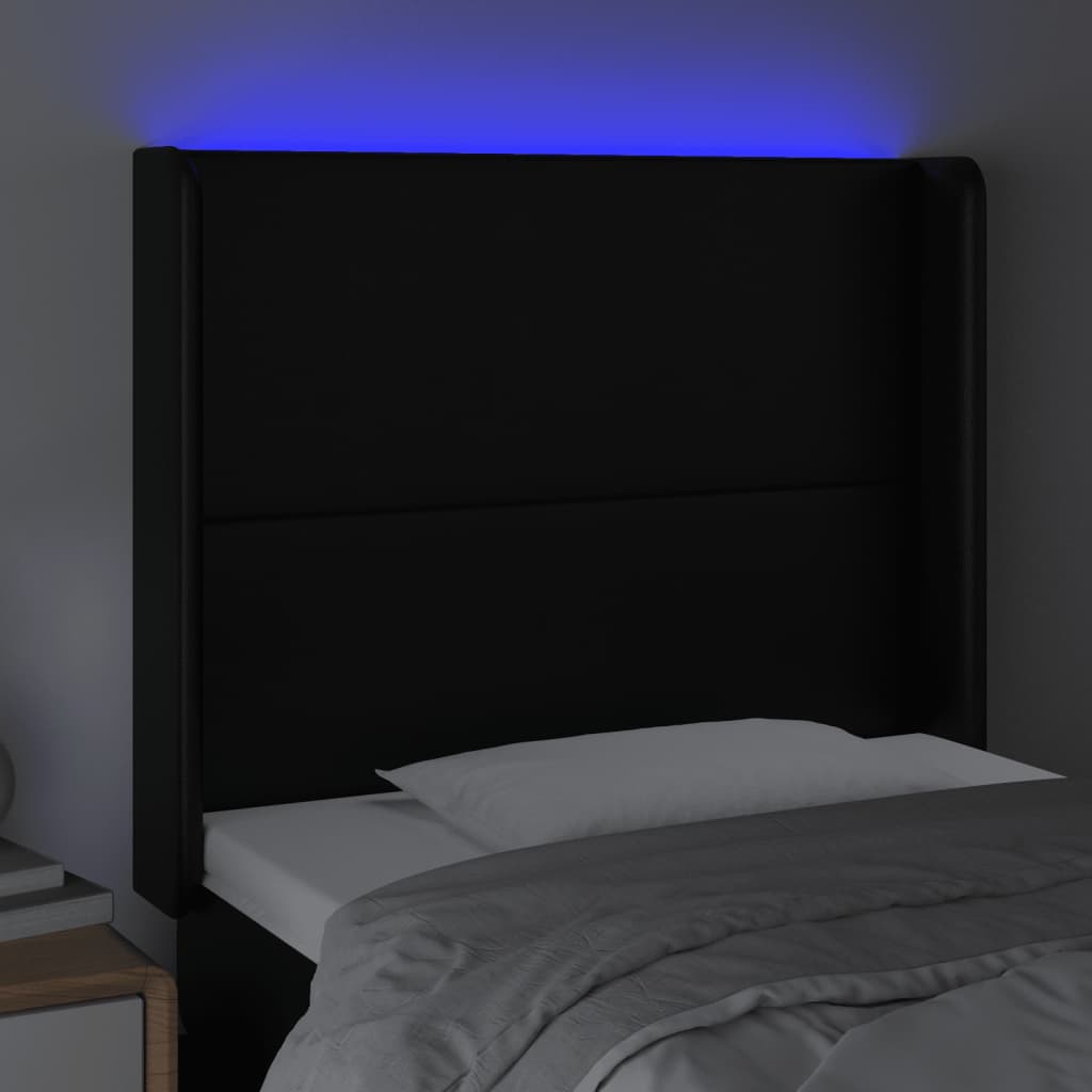 Testiera a LED nero 93x16x118/128 cm in Similpelle - homemem39