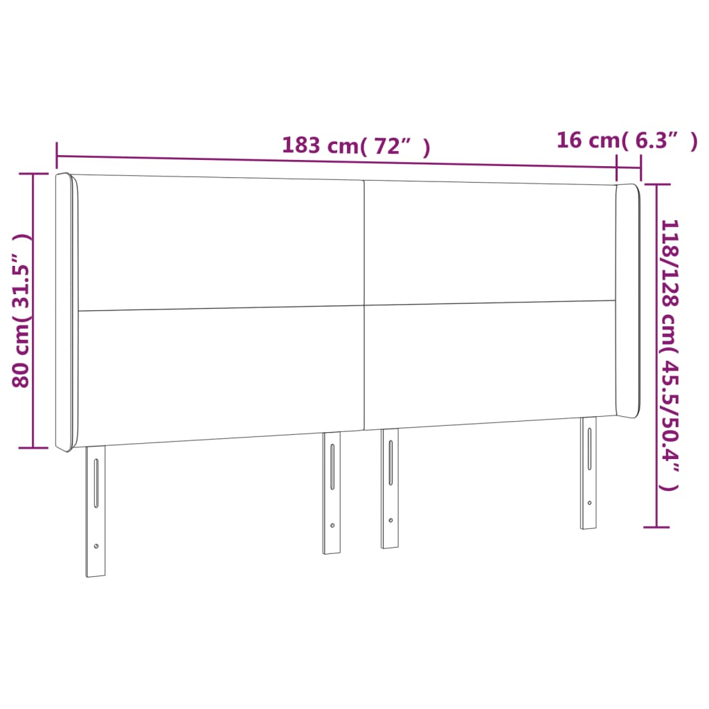 Testiera a LED Nera 183x16x118/128 cm in Similpelle - homemem39