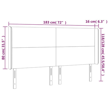 Testiera a LED Nera 183x16x118/128 cm in Similpelle - homemem39