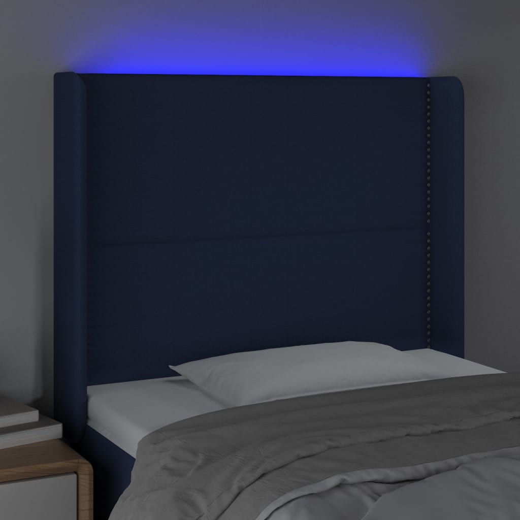 Testiera a LED Blu 103x16x118/128 cm in Tessuto - homemem39