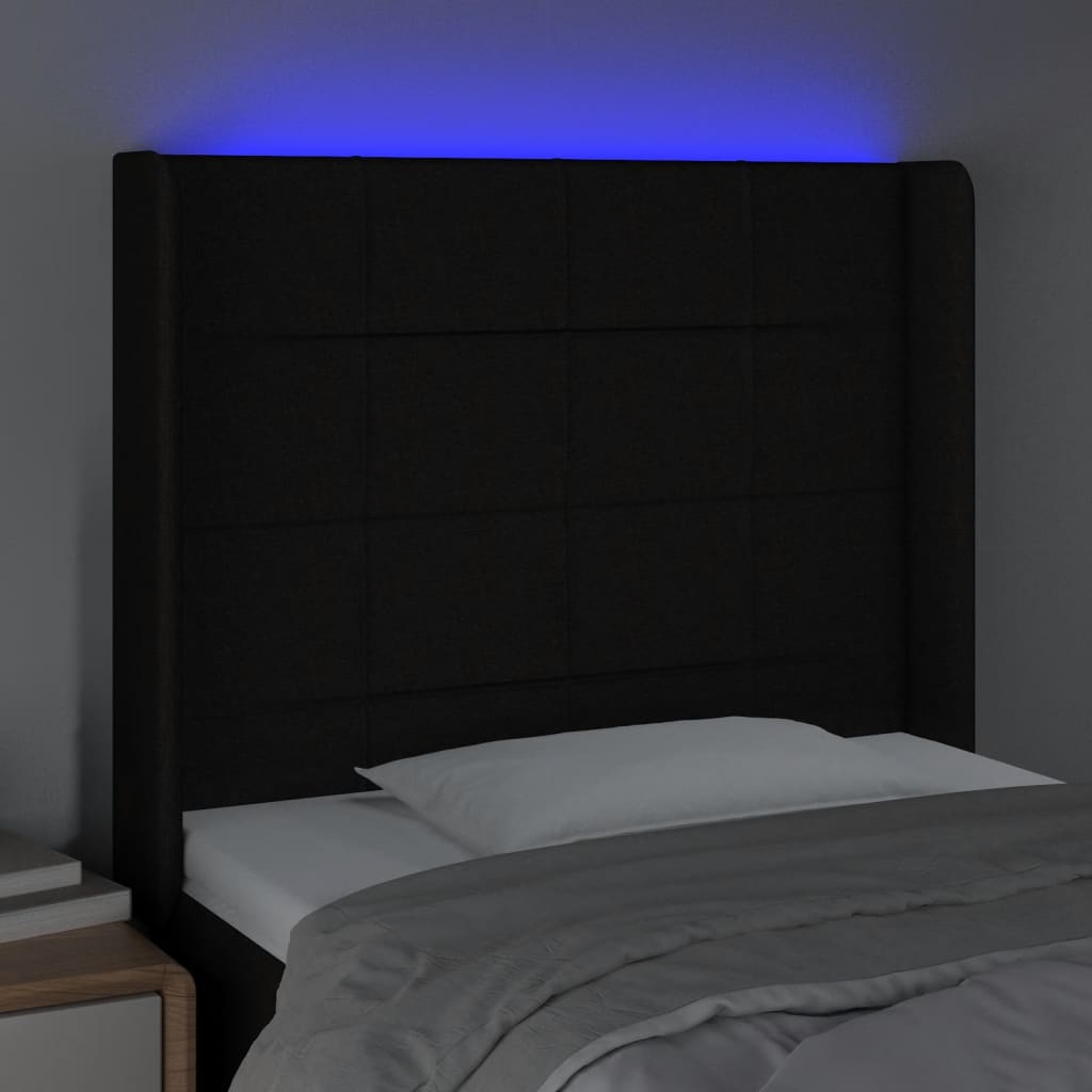 Testiera a LED nero 93x16x118/128 cm in Tessuto - homemem39