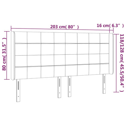 Testiera a LED Nera 203x16x118/128 cm in Velluto - homemem39