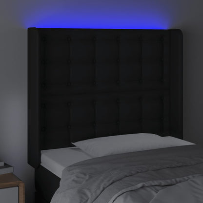 Testiera a LED Nera 103x16x118/128 cm in Similpelle - homemem39