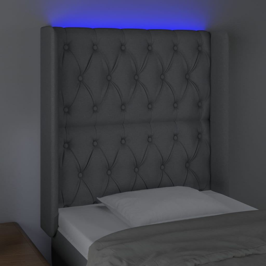 Testiera a LED Grigio Chiaro 83x16x118/128 cm in Tessuto - homemem39