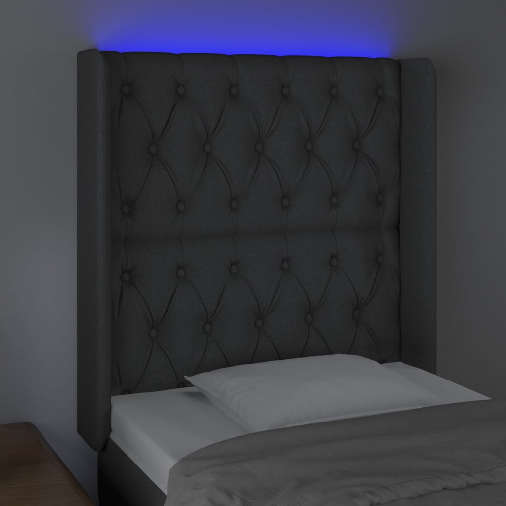 Testiera a LED Grigio Scuro 83x16x118/128 cm in Tessuto - homemem39