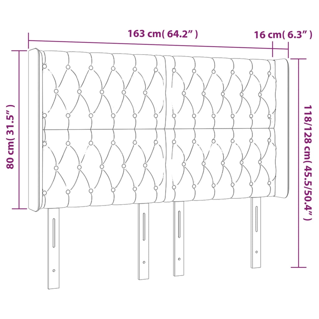 Testiera a LED GrigioScuro 163x16x118/128cm inTessuto - homemem39