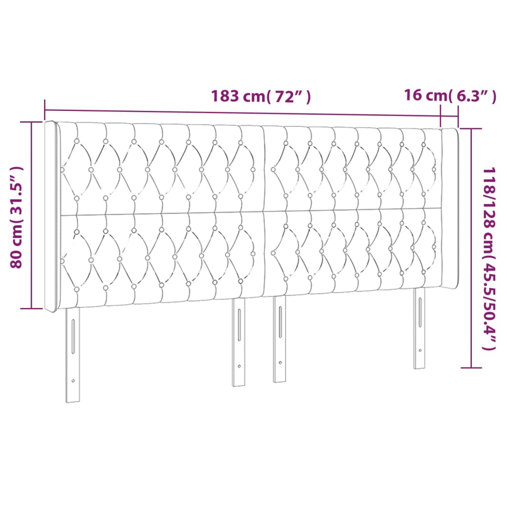 Testiera a LED GrigioScuro 183x16x118/128cm inTessuto - homemem39