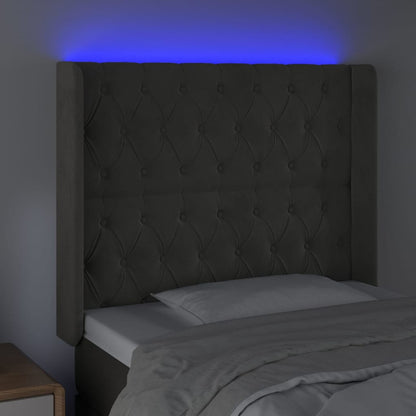 Testiera a LED Grigio Scuro 103x16x118/128cm in Velluto - homemem39