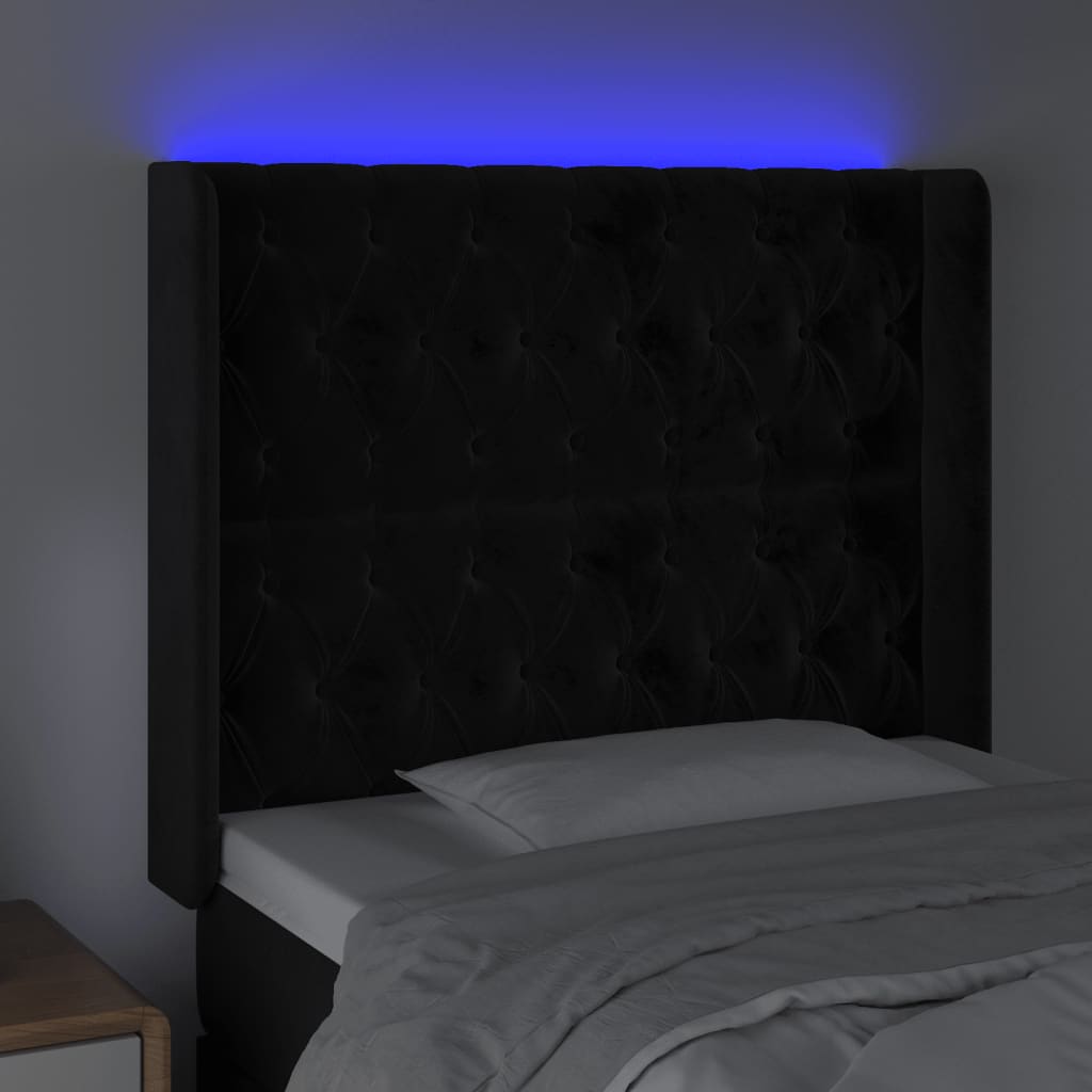 Testiera a LED Nera 103x16x118/128 cm in Velluto - homemem39